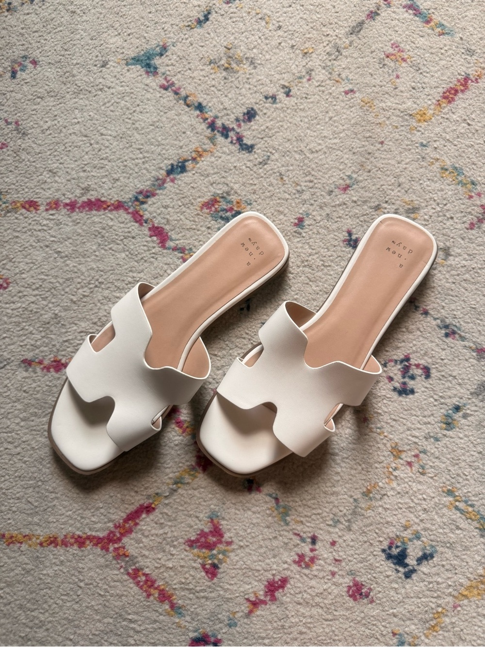 White Cutout Slide Mules